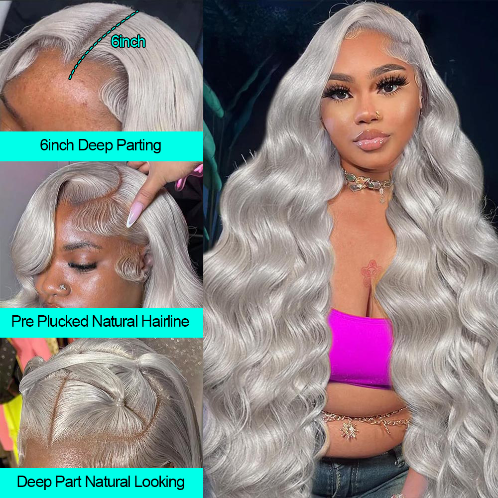 Wig Renda Depan 13X4 Abu-abu P - Eyelash Extension Natural Look ulasan dan harga