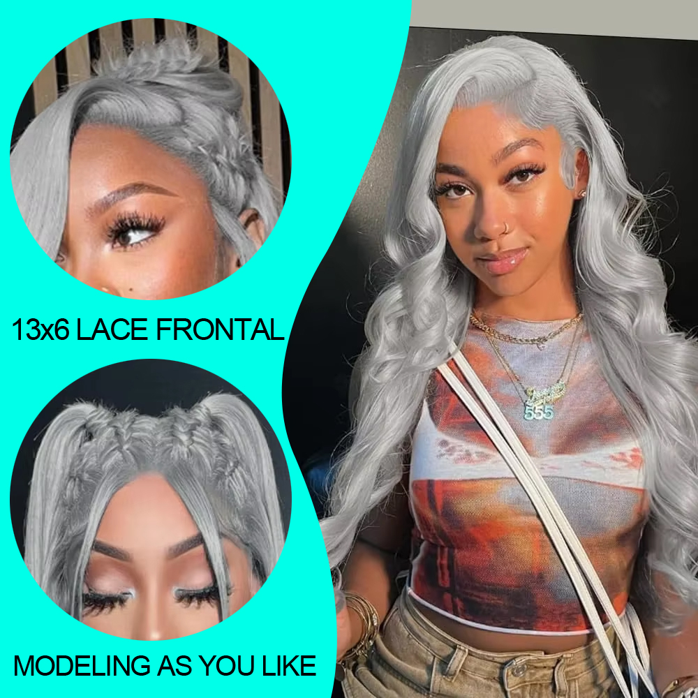 Wig Renda Depan 13X4 Abu-abu P - Eyelash Extension Natural Look ulasan dan harga